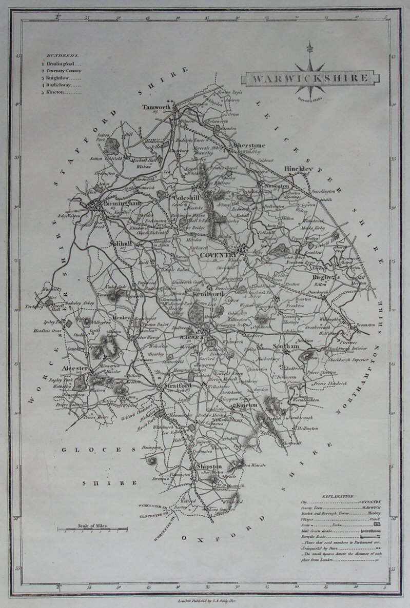 Map of Warwickshire - Wallis